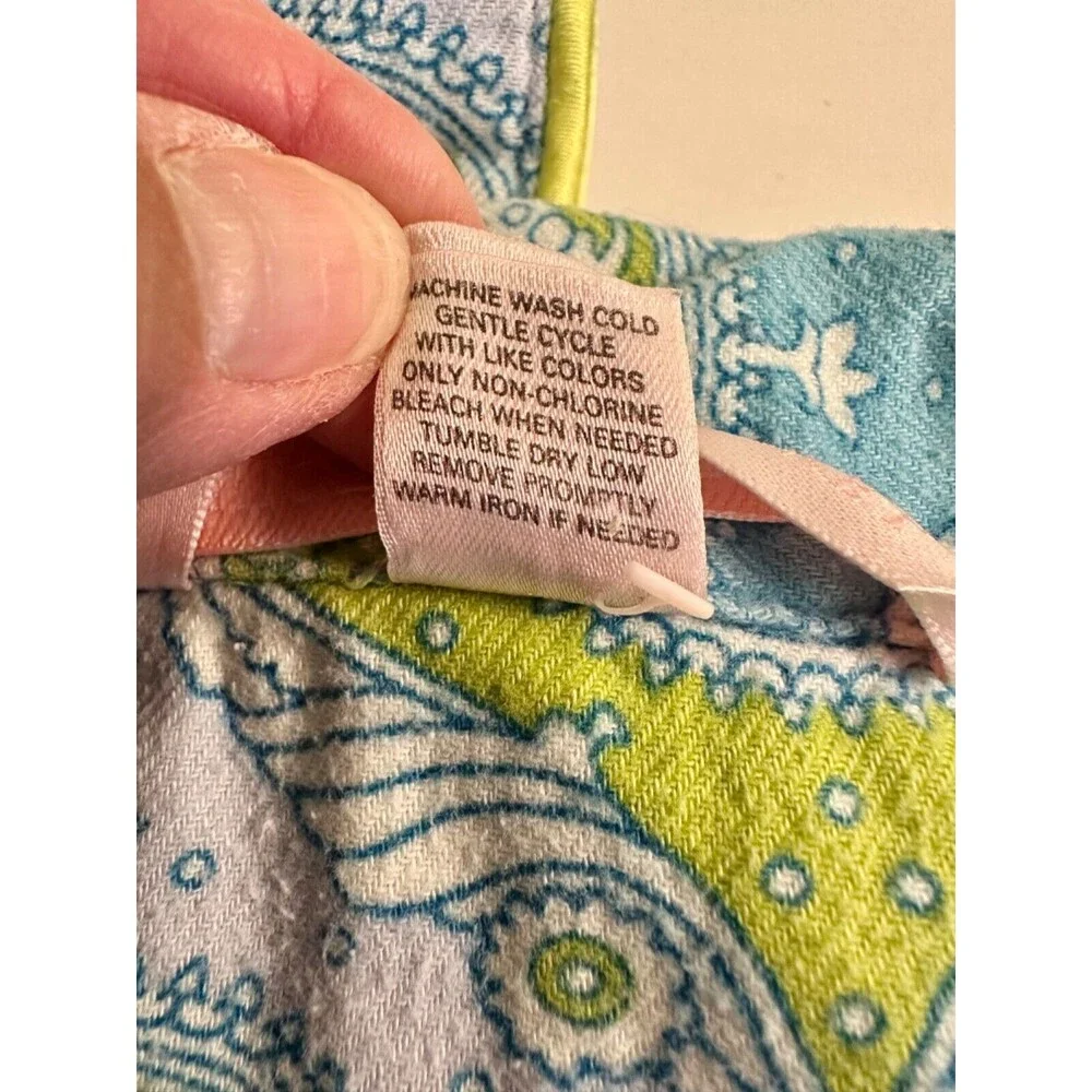 Victoria Secret Pajama Set Size Small Paisley Print Lime Green/Blue - Picture 11 of 16